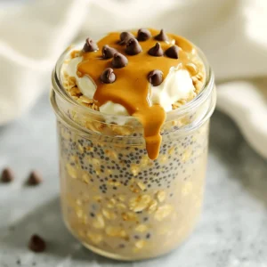 - 1 cup rolled oats - 2 cups almond milk (or any milk of your choice) - 2 tablespoons chia seeds - 2 tablespoons maple syrup - 1 teaspoon vanilla extract - 2 tablespoons almond or peanut butter - 2 tablespoons mini chocolate chips (plus extra for topping) - A pinch of sea salt To make cookie dough overnight oats, gather these simple ingredients. You will need rolled oats for the base. Choose your favorite milk, like almond milk, for a creamy texture. Chia seeds add fiber and help thicken the mix. Maple syrup gives it sweetness, while vanilla extract adds flavor. You can use almond or peanut butter for a nutty taste. Mini chocolate chips provide that special cookie dough feel. Don’t forget a pinch of sea salt to enhance all the flavors. With these ingredients, you create a tasty meal that feels like dessert. The oats become creamy overnight, making them ready to enjoy in the morning. First, grab a big mixing bowl. Add 1 cup of rolled oats. Next, pour in 2 cups of almond milk. If you like, you can use any milk you have. Then, add 2 tablespoons of chia seeds. This gives the oats a nice texture. Now, pour in 2 tablespoons of maple syrup for sweetness. Don’t forget 1 teaspoon of vanilla extract for flavor. Next, scoop in 2 tablespoons of almond butter. If you love peanut butter, that works too! Finally, sprinkle in a pinch of sea salt. Mix everything well with a whisk or spoon until it’s smooth. Now comes the fun part! Take 2 tablespoons of mini chocolate chips. Gently fold them into your oat mixture. Be careful not to break them. You want those little chocolate gems to stay whole and melt in your mouth later. Next, it’s time to store the oats. Divide the mixture into two jars. Make sure each jar is about three-quarters full. This allows space for the oats to soak up the milk. Now, seal the jars tightly with their lids. Place them in the fridge overnight. If you’re short on time, let them chill for at least 4 hours. This step is key for creamy oats. The next morning, give your oats a good stir. Add a splash of milk if you like it creamier. Top with more chocolate chips and a drizzle of almond butter. Enjoy your tasty cookie dough overnight oats! Letting the oats sit overnight is key. This time allows the oats to absorb the almond milk and chia seeds. You want a creamy, thick texture. If you rush this step, your oats may be runny. A good soak makes all the difference in flavor and feel. You can change up the recipe to fit your taste. Add fruits like bananas or berries for a fresh twist. Want it sweeter? Toss in more maple syrup or honey. Experiment with flavors to find what you love. Serving cookie dough overnight oats can be fun! Try adding a dollop of yogurt on top for creaminess. Drizzle extra almond butter for a rich treat. Top with more mini chocolate chips for a dessert vibe. Use jars to make it look pretty and shareable. {{image_4}} You can switch up the nut butter in your oats. Try peanut butter for a nutty taste. If you want a lighter flavor, use cashew butter. You can also change the sweetener. Swap maple syrup for honey or agave nectar. Each swap gives a new taste! To make the recipe vegan, use maple syrup and almond milk. Both are plant-based. Check your nut butter too. Most are vegan, but always read labels. For gluten-free oats, ensure your rolled oats are certified gluten-free. This way, everyone can enjoy! Add seasonal fruits to your oats for fun flavors. In spring, mix in fresh strawberries. In summer, blueberries are a great choice. For fall, try some pumpkin spice. In winter, add warming cinnamon or nutmeg. These flavors keep your oats exciting all year long! To keep your cookie dough overnight oats fresh, store them in airtight jars. This helps to lock in moisture and flavor. Make sure the jars are clean before use. Place them in the fridge for up to three days. Before eating, stir the oats well to mix in any liquid that may have settled. You can freeze overnight oats too! Use freezer-safe jars and leave some space at the top. This space allows for expansion. When you want to eat them, move the jars to the fridge for a night. This keeps them safe and tasty. If you're in a rush, you can thaw them in the microwave. Just use a low power setting and stir often. When stored in the fridge, the oats last for three days. If frozen, they can stay good for up to three months. Always check for signs of spoilage before eating. If it smells bad or looks strange, it's best to throw it away. Enjoy your oats at their best! The best milk for overnight oats is almond milk. It is creamy and adds a nice flavor. However, you can use any milk you like. Cow's milk, oat milk, or soy milk all work well. Each type gives a different taste and texture. Choose what you enjoy or what you have on hand. Yes, you can make these overnight oats in advance for meal prep. They store well in the fridge. Prepare them on Sunday for a quick breakfast all week. Just seal them in jars and keep them chilled. They will stay fresh for up to five days. This makes busy mornings much easier! To boost protein in cookie dough overnight oats, add Greek yogurt or protein powder. Mixing in 1/2 cup of Greek yogurt gives a creamy texture and adds protein. You can also stir in a scoop of your favorite protein powder. This way, you enjoy a tasty meal while getting the protein you need! You learned how to make tasty overnight oats with simple ingredients. We covered each step, from mixing the base to customizing flavors. Remember to let the oats sit overnight for the best texture. Try adding fresh fruits or seasonal spices for fun twists. Store them in the fridge for fresh eating or freeze extras for later. With these tips, your breakfast can be quick, easy, and delicious every day. Enjoy experimenting with your overnight oats and make them your own!