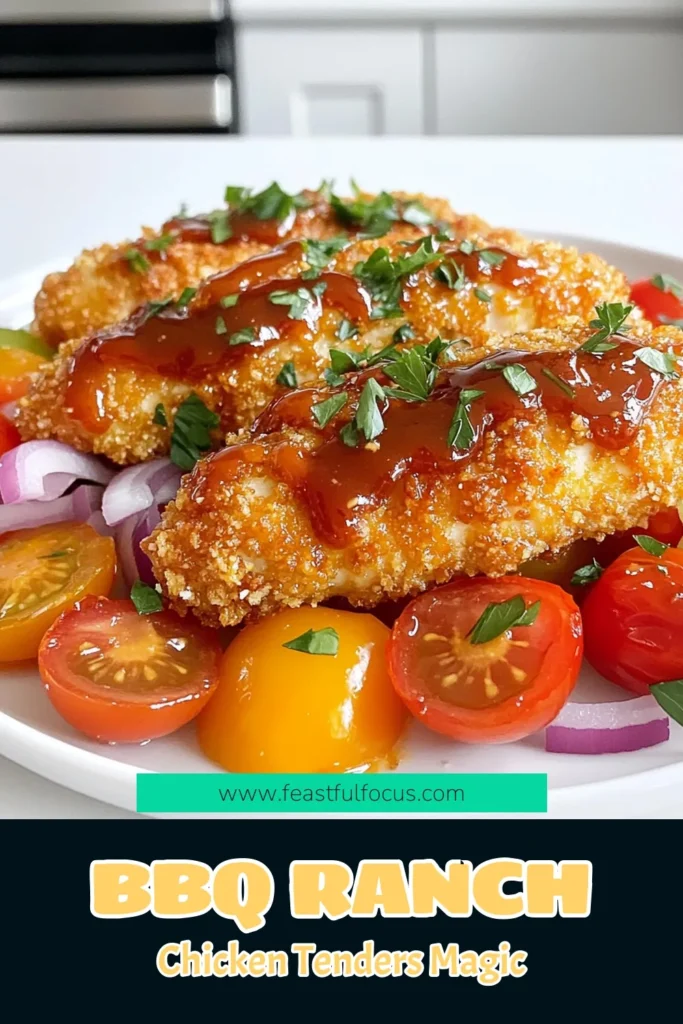 Create a delicious BBQ Ranch Chicken Tenders Sheet-Pan delight that the whole family will love! This easy recipe combines tender chicken, colorful veggies, and a mouthwatering BBQ ranch sauce, all baked on one pan for effortless cleanup. Perfect for a weeknight dinner, join in on the fun and discover how to prepare this tasty dish with just a few simple steps. Click to explore more recipes and elevate your meal game! #BBQRanchChicken #SheetPanDinner #EasyRecipes #FamilyFriendlyMeals