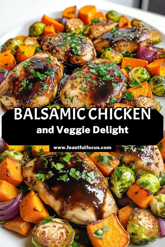 Savor the flavors of fall with this delicious Balsamic Chicken with Autumn Harvest Veggies! This easy recipe lets you roast tender chicken and a colorful mix of seasonal veggies like Brussels sprouts and sweet potatoes, all coated in a sweet balsamic glaze. Perfect for a cozy family dinner! Click through for the full recipe and elevate your autumn meals. #BalsamicChicken #FallRecipes #HealthyEating #EasyDinnerRecipe