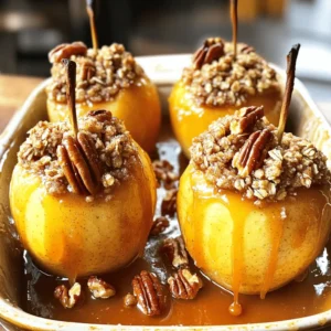 - 4 medium-sized apples, cored (Honeycrisp or Granny Smith recommended) - 1/2 cup brown sugar, firmly packed - 1/4 cup rolled oats - 1 teaspoon ground cinnamon - 1/4 teaspoon freshly grated nutmeg - 1/4 cup chopped pecans or walnuts (optional for a crunchy texture) - 1/4 cup unsalted butter, melted - 1/4 cup raisins or dried cranberries (optional for added sweetness) - 1/2 cup apple juice or water (to create steam during baking) I love using Honeycrisp and Granny Smith apples for this recipe. Honeycrisp apples are sweet and juicy. Their crisp texture makes them perfect for baking. Granny Smith apples bring a nice tartness that pairs well with brown sugar. Both hold their shape well when baked. You can boost the flavor with a few add-ins. Chopped pecans or walnuts add a nice crunch. If you want extra sweetness, toss in some raisins or dried cranberries. These add-ins make the dish more interesting and delicious. Feel free to mix and match. The goal is to create a filling you enjoy! First, set your oven to 350°F (175°C). This step makes sure your apples bake evenly. A hot oven helps caramelize the sugar and makes the apples tasty. In a medium bowl, mix the following: - 1/2 cup brown sugar, firmly packed - 1/4 cup rolled oats - 1 teaspoon ground cinnamon - 1/4 teaspoon freshly grated nutmeg - 1/4 cup chopped pecans or walnuts (optional) Stir these ingredients well. This mix will create a sweet and crunchy filling for your apples. Next, take your four cored apples. Place them upright in a greased baking dish. If you use parchment paper, cleanup will be easier. Now, fill each apple with the brown sugar mixture. Press it down gently to pack it in tight. This helps the flavors blend as they bake. Now, drizzle 1/4 cup melted butter over each apple. This step adds flavor and helps the filling stay moist. Pour 1/2 cup of apple juice or water into the bottom of the dish. This juice creates steam, keeping the apples soft. Cover the dish tightly with aluminum foil. Bake in the preheated oven for 25 minutes. After that, carefully remove the foil. Bake for another 15-20 minutes. You want the apples to be tender, and the filling should bubble and turn caramelized. Once done, take the dish out and let the apples cool for a few minutes. This helps avoid burns when serving. Enjoy your delicious brown sugar baked apples! To make the best brown sugar baked apples, start with good apples. I recommend using Honeycrisp or Granny Smith. These apples have a nice balance of sweet and tart flavors. They hold their shape well during baking. Look for apples that are firm, with smooth skin. Avoid soft or bruised apples, as they won't bake well. Fresh apples will enhance the taste of your dessert. For perfectly baked apples, follow these steps. First, core the apples but leave the bottoms intact. This keeps the filling inside. Next, pack the brown sugar mixture tightly into each apple. This helps create a rich, gooey filling. Bake the apples covered with foil for the first part. This traps steam and keeps them moist. Remove the foil later to caramelize the top. Bake until the apples are soft and the filling bubbles. Serve your baked apples warm for the best flavor. Drizzle the sticky caramel sauce from the dish over the apples. For a special treat, add a scoop of vanilla ice cream or a dollop of whipped cream. The cold creaminess pairs well with the warm apples. You can also sprinkle some extra nuts on top for crunch. Enjoy this cozy dessert with friends and family! {{image_4}} You can swap brown sugar for other sweeteners. Try maple syrup or honey for a unique taste. Both work well and add different flavors. Honey gives a floral note, while maple syrup adds depth. Adjust the amount based on your taste preference. Use less if you prefer a lighter sweetness. While pecans and walnuts add a nice crunch, feel free to explore other nuts. Almonds or hazelnuts can bring new flavors to your baked apples. Chopped nuts add texture and richness. Just make sure to chop them small so they mix well with the filling. Spices can elevate your baked apples. Consider adding ginger or allspice for warmth. A pinch of cloves can also deepen the flavor. Mix and match spices to find your favorite blend. Just a little can make a big difference in taste. Enjoy experimenting! Store any leftover baked apples in an airtight container. Place them in the fridge. They will stay fresh for up to three days. Make sure to keep the apples covered to avoid drying out. To reheat, preheat your oven to 350°F (175°C). Place the apples in a baking dish. Add a splash of apple juice or water to keep them moist. Cover with foil to prevent drying. Bake for about 15 minutes or until heated through. You can also heat them in the microwave for one to two minutes. You can freeze baked apples for later use. Allow them to cool completely before freezing. Wrap each apple in plastic wrap. Place them in a freezer-safe bag or container. They can last in the freezer for up to three months. To enjoy, thaw overnight in the fridge and reheat as mentioned above. Yes, you can use other sugars. Try white sugar or coconut sugar. Brown sugar gives a rich flavor, but others can work too. Just know, the taste may change. White sugar will be less sweet than brown. Coconut sugar adds a caramel note. You can also mix sugars if you like. Check the apples after 40 to 45 minutes of baking. The apples should be soft when you poke them with a fork. The filling will bubble and caramelize. If the apples are still firm, bake them longer. Keep an eye on them to avoid burning. They should be tender but not mushy. Yes, this recipe can easily be vegan. Substitute the butter with coconut oil or vegan butter. Use maple syrup or agave nectar instead of brown sugar. The rest of the recipe stays the same. You can enjoy these baked apples without any animal products! You learned about the key ingredients for baked apples and how to choose the best types. I shared easy step-by-step instructions for perfect results. You can explore fun variations and tasty add-ins for more flavor. Plus, I provided tips on storing leftovers and reheating them well. Baked apples are simple to make and always delicious. Now, use these ideas to impress your friends and family with your baking skills! Enjoy the process and make it your own.