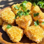 Here are the ingredients you'll need for Air Fryer Parmesan Salmon Nuggets. They are simple yet flavorful. - 1 pound fresh salmon fillet, skin removed and cut into bite-sized cubes - 1/2 cup freshly grated Parmesan cheese - 1/2 cup panko breadcrumbs - 1 tablespoon garlic powder - 1 teaspoon smoked paprika - Salt and pepper to taste - 1 large egg, beaten - Fresh parsley for garnish Each ingredient plays a key role. The salmon gives protein and flavor. The Parmesan adds a rich, cheesy taste. Panko breadcrumbs create that perfect crunch. Garlic powder and smoked paprika bring depth and warmth. Salt and pepper enhance every bite. The egg helps the crumbs stick, making each nugget crispy. Finally, parsley adds a fresh touch. You can easily find these ingredients at your local grocery store. Selecting fresh salmon is important for the best taste. Look for vibrant color and firm texture. Freshly grated Parmesan gives a stronger flavor than pre-grated cheese. Enjoy making these nuggets with these fresh and tasty ingredients! - Cutting the salmon fillets: First, take your fresh salmon fillet. Remove the skin if it’s still there. Cut the salmon into bite-sized cubes. Aim for even pieces so they cook well. - Mixing the breading ingredients: In a large bowl, combine 1/2 cup of freshly grated Parmesan cheese, 1/2 cup of panko breadcrumbs, 1 tablespoon of garlic powder, and 1 teaspoon of smoked paprika. Add a pinch of salt and black pepper. Stir until everything blends well. This mix will give your nuggets a tasty crust. - Dipping the salmon in egg: In another bowl, beat 1 large egg. Take each salmon cube and dip it into the beaten egg. Make sure all sides are covered. This helps the breadcrumbs stick better. - Rolling in breadcrumb mixture: After dipping in the egg, roll the salmon cube in the breadcrumb mix. Press gently to coat well. Ensure each nugget has a thick layer of crumbs. This adds to the crunch when cooked. - Preheating the air fryer: Preheat your air fryer to 400°F (200°C) for about 5 minutes. A hot air fryer helps the nuggets get crispy. - Cooking time and flipping guidelines: Place the coated salmon nuggets in a single layer in the air fryer basket. Don’t crowd them. Lightly spray or brush them with olive oil. Cook for 8-10 minutes. Flip the nuggets halfway through cooking for even browning. They should be golden brown and reach 145°F (63°C) inside when done. Preheating your air fryer is key. This step gets the fryer hot, which helps your salmon nuggets cook evenly. I like to preheat mine to 400°F (200°C) for about five minutes. This small step makes a big difference in texture. Next, use olive oil. After you coat your salmon, lightly spritz or brush each nugget with olive oil. This helps them turn crispy and golden as they cook. It’s an easy trick that really enhances the flavor and crunch. To store leftover salmon nuggets, let them cool completely. Then, place them in an airtight container. They will stay fresh for about two days in the fridge. If you want to keep them longer, consider freezing them. Just make sure to wrap them tightly in plastic wrap before putting them in a freezer bag. When it’s time to reheat, use your air fryer again. Set it to 350°F (175°C) and cook for about 5-7 minutes. This will help restore the crispiness. You can also use a regular oven, but the air fryer makes it easier to get that perfect crunch again. {{image_4}} You can switch up the cheese if you want. For a milder taste, try mozzarella or cheddar. Both melt nicely and add flavor. If you want something bolder, go for aged Gouda or feta. Breadcrumbs are also flexible. Panko gives great crunch, but regular breadcrumbs work too. You can even use crushed crackers for a different texture. To boost flavor, add herbs like dill or thyme. They pair well with salmon and bring freshness. You can also sprinkle in some cayenne for heat or add onion powder for depth. Citrus can elevate your dish, too. A squeeze of lemon juice brightens the flavor. Orange zest can add a unique twist and sweetness. Experiment with these to find your favorite! To make your Air Fryer Parmesan Salmon Nuggets shine, arrange them neatly on a large platter. Add fresh lemon wedges on the side; they brighten the dish and offer a zesty kick. For an extra touch, sprinkle finely chopped parsley over the nuggets. This adds color and freshness to your meal. Serve with a dipping sauce, like homemade tartar sauce or a zesty aioli. These sauces enhance the flavor and make eating fun. When it comes to drinks, a chilled white wine works best. Try a Sauvignon Blanc or a light Pinot Grigio. They pair well with the richness of the salmon. For a non-alcoholic option, a sparkling water with lime fits nicely. For side dishes, consider a simple salad with arugula and cherry tomatoes. The peppery greens balance the salmon's flavor. Roasted vegetables or a creamy risotto also complement the dish well. These sides round out your meal and make it more satisfying. You cook salmon nuggets for 8 to 10 minutes in the air fryer. Set the temperature to 400°F (200°C). Flip them halfway through. This helps them cook evenly and become golden brown. Use a meat thermometer to check for doneness. The internal temperature should reach 145°F (63°C). This ensures the salmon is safe to eat and tastes great. Yes, you can use frozen salmon, but it's best to thaw it first. Thaw the salmon in the fridge overnight or under cold running water. Once thawed, remove the skin and cut it into cubes. Frozen salmon may not coat as well in the breading, so be gentle when handling it. Proper thawing will help keep your nuggets tasty and juicy. Several dips pair nicely with salmon nuggets. Here are a few tasty options: - Tartar sauce: A classic choice that adds creaminess. - Zesty aioli: A garlicky dip that brings a fresh flavor. - Honey mustard: Sweet and tangy, it adds a fun twist. - Spicy sriracha mayo: For those who like some heat. These dips enhance the flavor of the nuggets, making your meal even more enjoyable. You learned how to make tasty salmon nuggets with an air fryer. We covered each step, from picking fresh salmon to cooking and serving. Don't forget to add your favorite spices for extra flavor. Try out different cheese and breadcrumb choices to make it yours. Store any leftovers correctly for later. With these tips, your salmon nuggets will be a hit every time. Enjoy your delicious creation with fun sides or dips!
