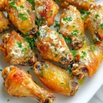 To make these tasty wings, gather these ingredients: - 2 pounds chicken wings - 2 tablespoons extra virgin olive oil - 4 cloves garlic, finely minced - 1 teaspoon fine sea salt - 1/2 teaspoon freshly ground black pepper - 1 teaspoon dried oregano - 1/2 teaspoon smoked chili powder - 1/2 cup freshly grated Parmesan cheese - 2 tablespoons fresh parsley, finely chopped (for garnish) You can easily adjust the recipe for more or fewer servings. For 2 servings, use just 1 pound of chicken wings. If you want to serve 8, double the amount to 4 pounds. Just remember to keep the same ratios for the other ingredients. This ensures the wings taste great, no matter the number. Using high-quality ingredients makes a big difference. Choose fresh chicken wings that look bright and firm. Look for extra virgin olive oil; it has the best flavor. Fresh garlic gives a stronger taste than jarred garlic. Always use real Parmesan cheese. It melts and coats the wings better than the powdered stuff. When you use good ingredients, you elevate your dish to a whole new level. First, you need to preheat your air fryer. Set it to 380°F (193°C). Preheating helps the wings cook evenly and become crispy. Wait about 5 minutes for it to heat up. Next, grab a large mixing bowl. Add the chicken wings. Pour in 2 tablespoons of extra virgin olive oil. Then, add 4 minced garlic cloves, 1 teaspoon of sea salt, and 1/2 teaspoon black pepper. Sprinkle in 1 teaspoon of dried oregano and 1/2 teaspoon smoked chili powder. Mix everything well. Use your hands or a spatula to coat each wing fully. Now, place the wings in the air fryer basket. Make sure they are in a single layer. If you crowd them, they won’t crisp up nicely. Cook the wings for 25-30 minutes. Halfway through, shake the basket. This ensures every side gets that golden color. When they are done, the wings should look crispy and golden brown. Carefully remove them using tongs. In a clean bowl, sprinkle 1/2 cup of grated Parmesan cheese over the hot wings. Toss gently to coat. Serve right away, and enjoy the crispy goodness! To get crispy wings, start with a hot air fryer. Preheat it to 380°F. This helps the wings cook evenly. Make sure to coat your wings well in oil and spices. This adds flavor and helps them crisp. Avoid stacking wings in the basket. Give them space to cook. Shaking the basket halfway through cooking helps too. This ensures all sides get that golden crunch. Cooking times can change with wing size. For small wings, cook for 25 minutes. Medium wings need about 28 minutes. For large wings, aim for 30 minutes. Always check for doneness. The wings should be golden brown and crispy. Use a meat thermometer to ensure they reach 165°F. This guarantees they are safe to eat. Toss the wings with Parmesan right after cooking. The heat helps the cheese stick better. Use a large bowl to make tossing easier. Sprinkle the cheese evenly over the wings. Gently toss until they are well coated. Don’t press too hard; you want the cheese to stay fluffy. Add chopped parsley for a fresh touch. This makes your wings look and taste great! {{image_4}} To make spicy garlic Parmesan wings, add heat to the mix. Use 1 teaspoon of cayenne pepper or hot sauce. Toss it with the wings in the bowl. This gives a bold kick that pairs well with the cheese. You can also serve with ranch or blue cheese dressing. For herb-infused wings, swap out the oregano. Try thyme or rosemary for a fresh twist. You can also mix in lemon zest for a bright flavor. This adds a lovely aroma and depth to the wings. Garnish with more fresh herbs for a pop of color. You can change the coating for different tastes. Try using a barbecue sauce instead of garlic. For a sweet touch, use honey mixed with chili powder. This adds a sticky glaze that caramelizes in the air fryer. Serve with a side of creamy dip to balance the flavors. Experimenting with these variations keeps your wings exciting. You can create a new favorite dish with each batch! Once you enjoy your wings, store leftovers right away. Place them in an airtight container. They stay fresh in the fridge for up to three days. If you want them to last longer, consider freezing. To keep your wings crispy, reheat them in the air fryer. Set the air fryer to 350°F (175°C). Heat the wings for about 5-8 minutes. This method helps retain their crunch and flavor. You can also use an oven. Preheat it to 375°F (190°C) and bake for 10-12 minutes. To freeze wings, let them cool fully first. Arrange them in a single layer on a baking sheet. Freeze them for about an hour until firm. Then, transfer them to a freezer bag. Squeeze out excess air. They can last up to three months in the freezer. When ready to eat, thaw them in the fridge overnight before reheating. It takes about 25 to 30 minutes to cook wings in an air fryer. The wings should be crispy and golden brown when done. I recommend shaking the basket halfway through. This helps all sides get that nice crunch. Yes, you can use frozen wings! Just remember to increase the cooking time. Start with 30 to 35 minutes. Check the wings for doneness. They should reach an internal temperature of 165°F. Some great sauces for garlic parmesan wings include ranch, blue cheese, and honey mustard. These flavors pair well with the savory cheese. You can also try a spicy sauce for a kick. Don't hesitate to mix and match for fun! In this article, I covered the key steps to make garlic parmesan wings in an air fryer. We discussed important ingredients, cooking methods, and helpful tips for crispiness. Different variations let you experiment, while storage advice helps you keep leftovers fresh. Remember, using high-quality ingredients makes a big difference. Enjoy crafting delicious wings that impress everyone. Try my tips for the best results each time you cook!