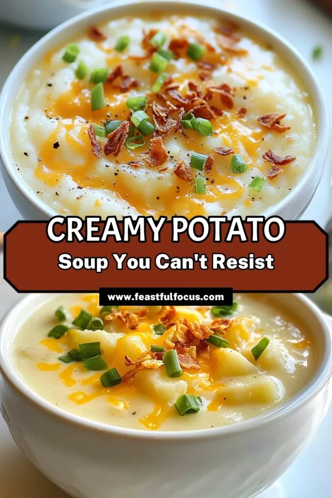 Warm up with this creamy potato soup perfection in our Loaded Potato Soup recipe! Packed with russet potatoes, vegetable broth, and sharp cheddar cheese, this homemade comfort soup is the ultimate cozy dish for chilly days. Easy to make in just 45 minutes, it’s loaded with flavor and topped with crispy shallots and green onions. Try this delicious cheddar cheese potato soup today! Save for your next meal! #CreamyPotatoSoup #LoadedPotatoSoupRecipe #ComfortFood #SoupSeason