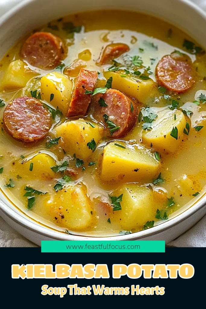 Warm up with this delicious Kielbasa potato soup, the ultimate comfort soup recipe! This creamy kielbasa soup blends hearty potatoes with flavorful sausage for a satisfying meal. Perfect for chilly nights, this potato soup with sausage is easy to make and packed with flavor. Discover this easy kielbasa recipe that your family will love! Try it today and bring cozy vibes to your kitchen. Don't forget to save and share! #KielbasaPotatoSoup #ComfortFood #SoupRecipes #EasyRecipes