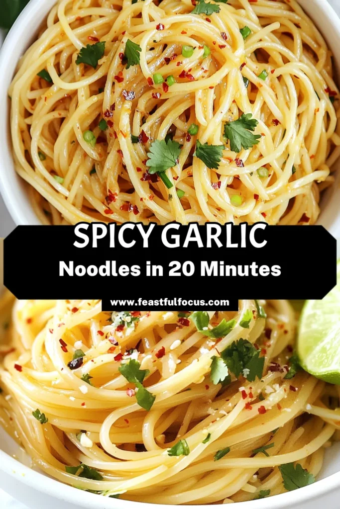 Discover the deliciousness of Garlic Chili Oil Noodles, the perfect blend of flavor and spice in this easy garlic noodles recipe. This vegetarian noodle dish features homemade chili oil that elevates your mealtime with a kick! With simple ingredients and quick prep time, it's a must-try for any spicy noodle lover. Save this recipe for a simple weeknight dinner that everyone will enjoy! #GarlicChiliOilNoodles #SpicyNoodleRecipes #EasyGarlicNoodles #VegetarianNoodleDish