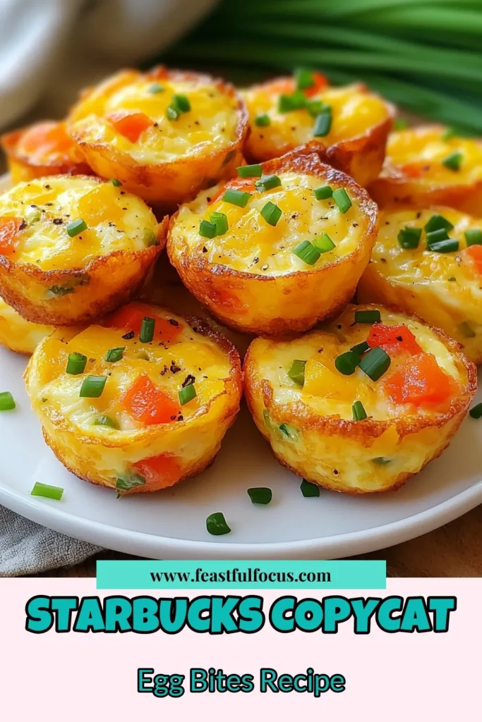 Looking for a delicious and easy egg bite recipe? Try these Cheesy Egg Bites, a homemade version of Starbucks copycat egg bites! Packed with protein and flavor, they make for healthy breakfast ideas that are perfect for meal prep. Enjoy them warm or cold, and savor the taste of a café favorite right at home. Dive into this cheesy egg bites recipe today and elevate your breakfast! Save for later! #HealthyBreakfast #EggBites #StarbucksCopycat #EasyRecipes