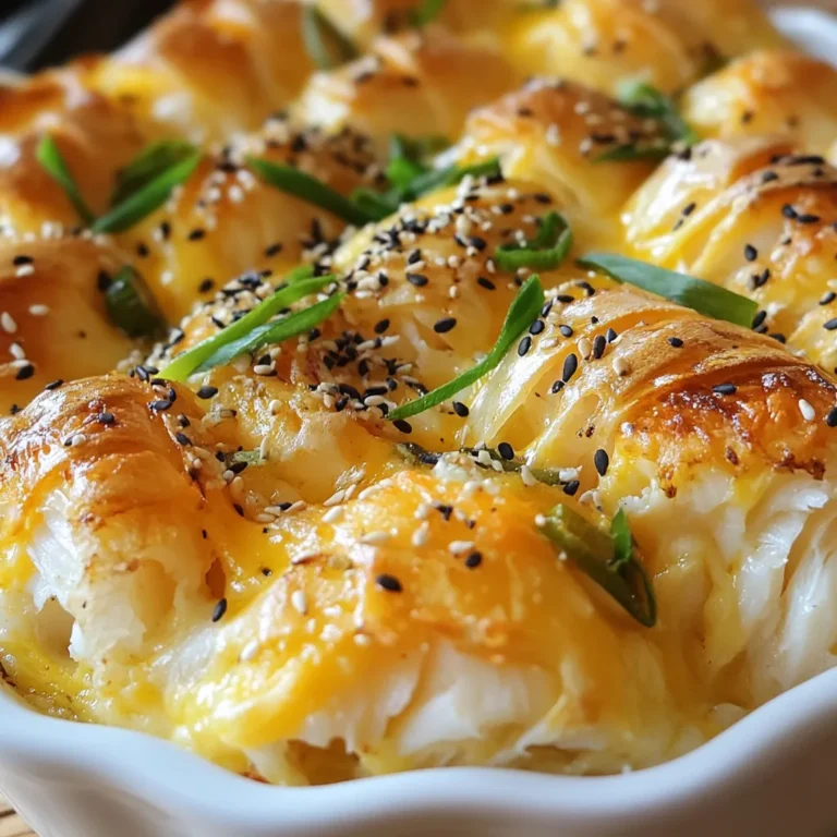 To make a tasty sushi bake, you need key ingredients. Here’s what you will need: - 2 cups sushi rice - 2 1/2 cups water - 1 pound imitation crab meat, shredded - 1/2 cup cream cheese, softened - 1/4 cup mayonnaise These ingredients create a creamy and savory base for your dish. The sushi rice gives it the right texture, while the imitation crab meat adds that classic seafood flavor. Next, you need to add some flavor and flair. These ingredients are essential: - 1/4 cup rice vinegar - 3 tablespoons granulated sugar - 1 teaspoon salt - Sesame seeds for garnish - Nori strips for topping The rice vinegar, sugar, and salt work together to season the rice perfectly. The sesame seeds and nori strips add crunch and color on top. Want to spice things up? You can add a few optional ingredients: - 1 tablespoon sriracha for heat - Alternative seafood options like shrimp or salmon Sriracha gives it a kick if you like it spicy. You can also swap the crab for other seafood based on your taste. This keeps the recipe fun and fresh! {{ingredient_image_2}} Preheat the oven: Start by preheating your oven to 350°F (175°C). This step is key. It makes sure your sushi bake cooks evenly. Rinsing and cooking sushi rice: Rinse 2 cups of sushi rice under cold water. Keep rinsing until the water runs clear. This helps remove excess starch. In a medium pot, combine the rinsed rice with 2 1/2 cups of water. Bring it to a boil over high heat. Once boiling, reduce the heat to low, cover, and let it simmer for 15 minutes. After that, turn off the heat and let it sit, covered, for 10 more minutes. This steaming makes the rice fluffy and perfect. Seasoning the rice: In a small bowl, mix 1/4 cup rice vinegar, 3 tablespoons sugar, and 1 teaspoon salt. Whisk until the sugar dissolves. Gently fold this mixture into the cooked rice. Be careful not to mash the grains. Set the seasoned rice aside to cool slightly. Combining the crab mixture: In a large bowl, mix 1 pound of shredded imitation crab meat, 1/2 cup of softened cream cheese, 1/4 cup of mayonnaise, 1 tablespoon of sriracha (adjust based on your spice preference), and 1/4 cup of chopped green onions. Stir until well blended and creamy. Assembling in the baking dish: Grease a 9x9-inch baking dish with non-stick spray or a little oil. Spread the seasoned sushi rice evenly across the bottom. Then, layer the crab mixture over the rice, smoothing it out evenly. Baking time and temperature: Place the dish in your preheated oven. Bake for 20 to 25 minutes. Look for a golden brown top and make sure it is hot throughout. Enjoy the warm, savory smell as it bakes! Ensuring rice texture and flavor To get the best sushi rice, rinse it well. You want to remove all the excess starch. This makes the rice less sticky and gives it a nice texture. After rinsing, cook it with just the right amount of water. Use 2 1/2 cups of water for 2 cups of rice. When it’s done, let it sit for 10 minutes. This helps the rice steam and become fluffy. Mix in the rice vinegar, sugar, and salt gently. This adds flavor and gives the rice a nice shine. Achieving the perfect crab mixture consistency For the crab mixture, make sure your cream cheese is soft. This helps it blend well with the crab and mayo. Mix them together until smooth. Add the sriracha and chopped green onions next. This adds flavor and a bit of heat. The mixture should be creamy but not too runny. If it feels too thick, add a little more mayo. This way, it spreads easily over the rice. Creative plating ideas When it comes to serving, have fun with the plating! Cut the sushi bake into squares for easy serving. Place them on a nice platter. You can garnish with extra nori strips and sesame seeds on top. This adds color and makes it look fancy. Serve with small bowls of soy sauce on the side. This way, everyone can dip as they like. Recommended side dishes For sides, consider simple salads or pickled veggies. They add a nice crunch and balance the meal. A cucumber salad drizzled with rice vinegar works great. You can also serve edamame for a fun snack. Both options are light and refreshing. Best practices for storage If you have leftovers, store them in an airtight container. This keeps the sushi bake fresh. It can last in the fridge for about three days. Just make sure to let it cool before sealing. How to reheat without losing texture To reheat, the oven is best. Preheat it to 350°F. Place the sushi bake in a baking dish and cover it with foil. Heat for about 10-15 minutes. This helps keep the top crispy while warming the inside. If you use a microwave, be careful. Heat in short bursts to avoid making it soggy. Pro Tips Perfect Rice Texture: Rinse the sushi rice thoroughly until the water runs clear to remove excess starch, ensuring the rice is sticky yet fluffy after cooking. Adjusting Spice Level: Modify the amount of sriracha in the crab mixture according to your personal heat preference, or substitute it with a milder sauce if needed. Even Baking: To achieve a golden brown top, consider broiling the sushi bake for a few minutes at the end of the baking process, keeping a close eye to prevent burning. Creative Serving: Serve with additional toppings like avocado slices, pickled ginger, or wasabi for a fun and interactive sushi experience. {{image_4}} You can switch out the crab meat for other proteins. Shrimp or cooked salmon works great. You can also use cooked chicken for a twist. If you want a vegetarian option, try using tofu or avocado. These swaps allow you to make the dish suit your taste. Different sauces can change the flavor of your sushi bake. Try using eel sauce for a sweet and savory touch. A sprinkle of chili flakes adds a kick if you like spice. You can also mix in veggies, like bell peppers or cucumbers. These add color and crunch to the dish. You can personalize how you serve your sushi bake. Try making sushi bake roll-ups. Just spread the mixture on a nori sheet and roll it up. You can also use muffin tins to create sushi bake cups. This makes for easy serving and fun bites. Each bite can be a new flavor experience! To keep your sushi bake fresh, store it in an airtight container. This helps to keep the flavors intact. You can use glass or plastic containers. Make sure the lid seals tightly. The leftovers will stay good in the fridge for about 3 to 4 days. If you want to enjoy it later, freezing is a good option. Freezing your sushi bake is easy. First, let it cool completely. Then, cut it into portions. Wrap each piece in plastic wrap. Place these wrapped pieces in a freezer-safe bag. Be sure to remove as much air as possible. This helps prevent freezer burn. Your sushi bake can last for about 2 months in the freezer. When you want to eat it, take it out and thaw it in the fridge overnight. You can also thaw it quickly in the microwave. To reheat, you have two choices: oven or microwave. Oven: Preheat your oven to 350°F (175°C). Place the sushi bake in an oven-safe dish. Cover it with foil to keep it moist. Heat for about 15 to 20 minutes. Microwave: If you use the microwave, place a piece on a microwave-safe plate. Cover it with a damp paper towel. Heat in 30-second bursts until warm. Both methods work well, but the oven keeps the texture better. Enjoy your sushi bake just like it was fresh! Making a Quick and Easy Sushi Bake takes about 45 minutes in total. Here’s how the time breaks down: - Prep Time: 20 minutes to prepare all ingredients and get the rice ready. - Cooking Time: 25 minutes to bake the dish until golden brown. Yes, you can use fresh crab! Fresh crab offers a better texture and taste. It adds a more authentic seafood flavor. Just make sure to shred it fine to mix well with the other ingredients. The cream cheese and mayonnaise will help combine everything nicely. Yes, this sushi bake is great for freezing. Here are some tips: - Freezing: After baking, let it cool completely. Cut it into squares before freezing. This makes it easier to reheat later. - Reheating: Thaw in the fridge overnight. To reheat, bake in the oven until warm. This keeps the texture nice and fresh. Avoid the microwave if you want to keep it crispy! In this blog post, I broke down how to make a quick and easy sushi bake. We discussed the essential ingredients, like sushi rice and imitation crab. I covered step-by-step instructions, from preparing the rice to baking the dish. Tips on perfecting your bake and creative serving ideas ensure tasty results. Don't forget about storage and reheating tips to enjoy leftovers. Whether you're new to sushi or a fan, this dish offers fun variations to try. Enjoy crafting your own unique sushi bake masterpiece!