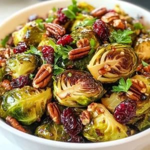 Roasted Brussels Sprouts with Pecans and Cranberries Delight
