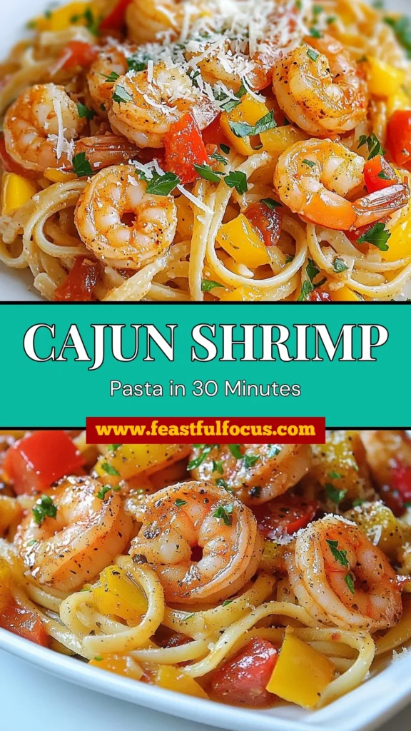 Looking for a delicious Cajun shrimp pasta recipe? Try this creamy Cajun pasta featuring perfectly cooked linguine with shrimp, coated in a rich sauce made with Cajun seasoning shrimp, fresh veggies, and Parmesan cheese. This quick shrimp pasta dinner is perfect for busy nights and guaranteed to impress. Save this recipe for a flavorful meal that everyone will love! #CajunShrimpPasta #CreamyCajunPasta #QuickDinner #ShrimpPastaRecipe