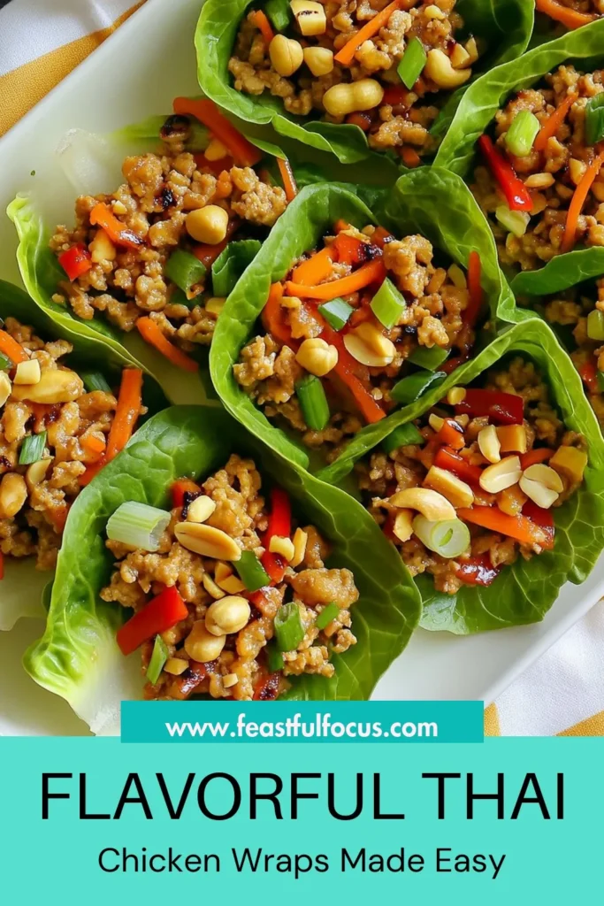 Savor the flavors of Thailand with these Thai Chicken Lettuce Wraps! This easy peanut chicken recipe combines ground chicken with fresh veggies, creating healthy Asian lettuce wraps that are perfect for any meal. Ready in just 30 minutes, they're a quick and tasty option for weeknight dinners or gatherings. Try this delicious recipe today and impress your family! Save this for later! #ThaiChickenLettuceWraps #PeanutChickenRecipe #HealthyAsianRecipes #EasyThaiRecipes