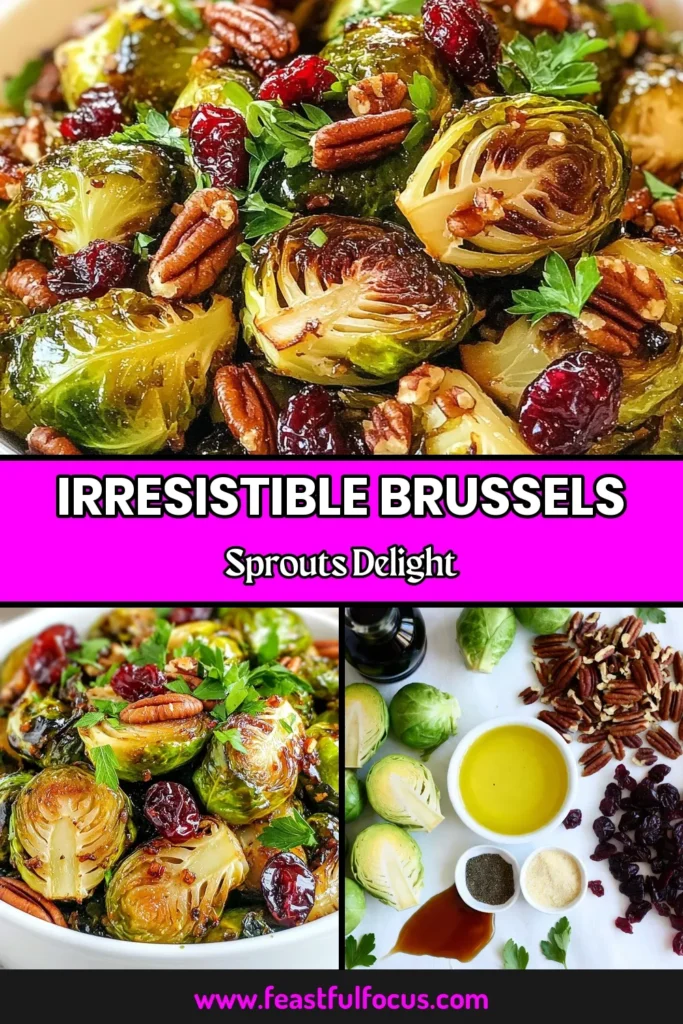 Discover the deliciousness of savory roasted Brussels sprouts with pecans and cranberries in this healthy Brussels sprouts dish. This roasted Brussels sprouts recipe brings together crunchy pecans, sweet cranberries, and perfectly caramelized sprouts for an irresistible side. Try this simple yet flavorful recipe for a nutritious addition to your meals. Save this roast Brussels sprouts recipe for your next dinner! #BrusselsSproutsRecipe #HealthyEating #VegetarianDish #FallRecipes