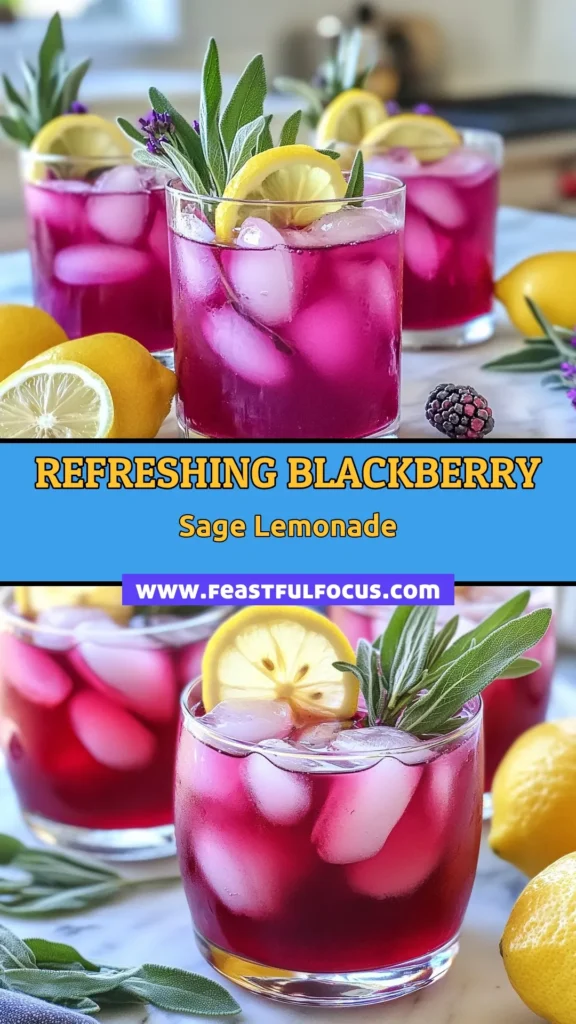 Discover the ultimate summer refreshment with this delicious blackberry sage lemonade recipe! Perfect for any gathering, this homemade lemonade combines the sweetness of blackberries and the aromatic essence of sage. Try this refreshing lemonade recipe today and elevate your summer drink game. Don't forget to save this recipe for your next sunny day or barbecue! #BlackberrySageLemonade #RefreshingLemonadeRecipes #SummerDrinkRecipes #BlackberryCocktails