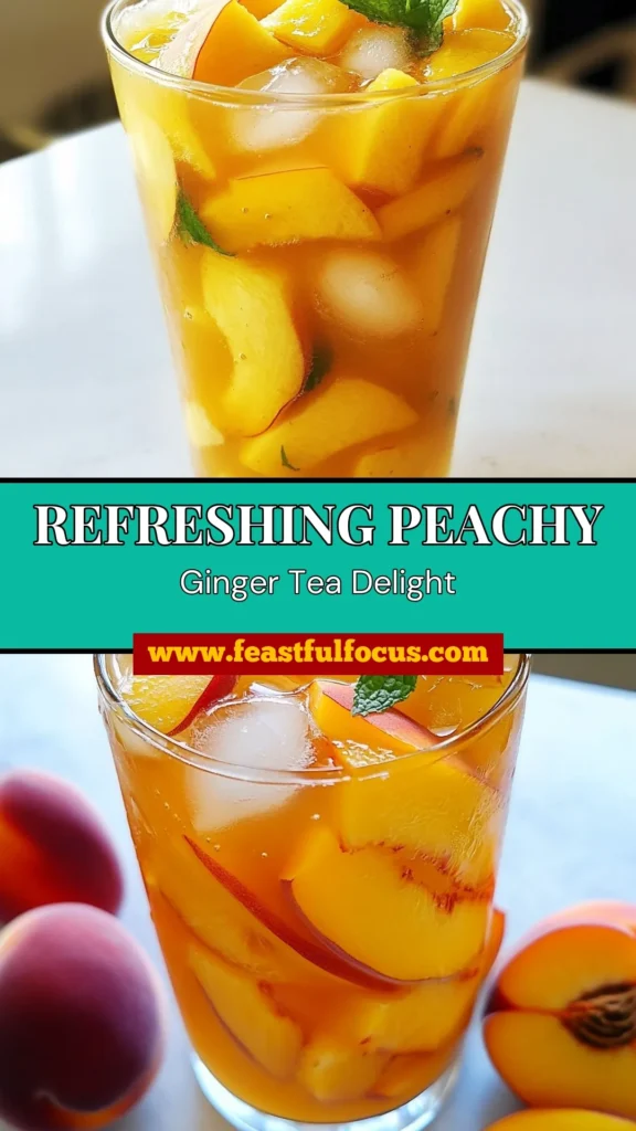 Beat the heat with this delightful Ginger Peach Iced Tea! This refreshing iced tea recipe combines ripe peaches and fresh ginger for a uniquely flavorful summer beverage. It's an easy peach tea that's perfect for any occasion. Impress your friends with homemade ginger tea that's both invigorating and sweetened to perfection. Try this recipe and savor every sip! Save for later! #GingerPeachIcedTea #EasyPeachTea #SummerBeverages #HomemadeGingerTea